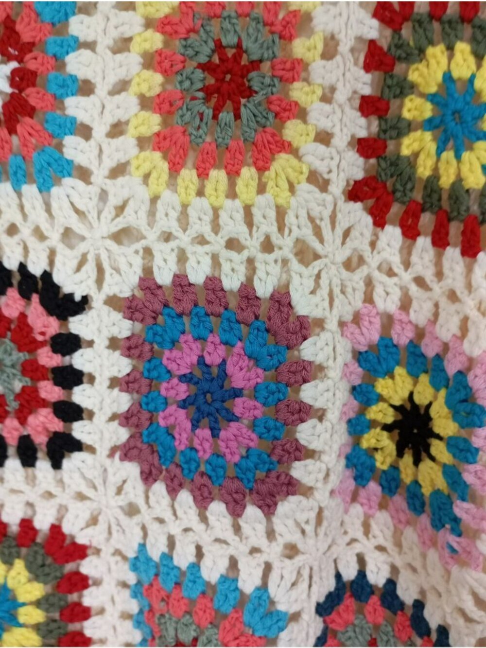 Colorful Crochet Knit Sweater Granny Square Design Open Weave Sleeves S By Debut - Picture 5 of 9